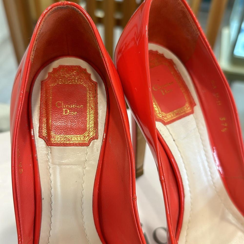 Christian Dior Coral Pink Patent Leather Platform Pumps