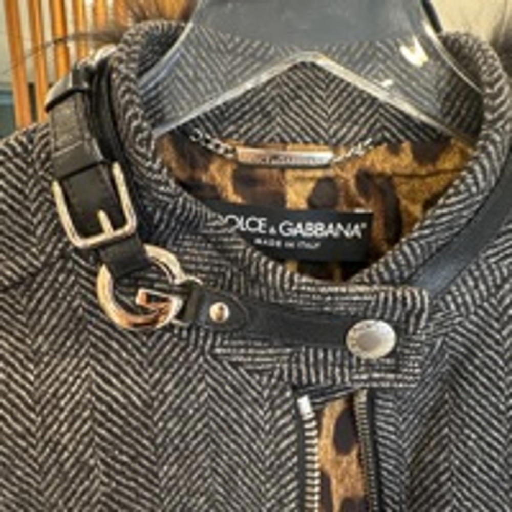 DOLCE & GABBANA wool jacket leather trim