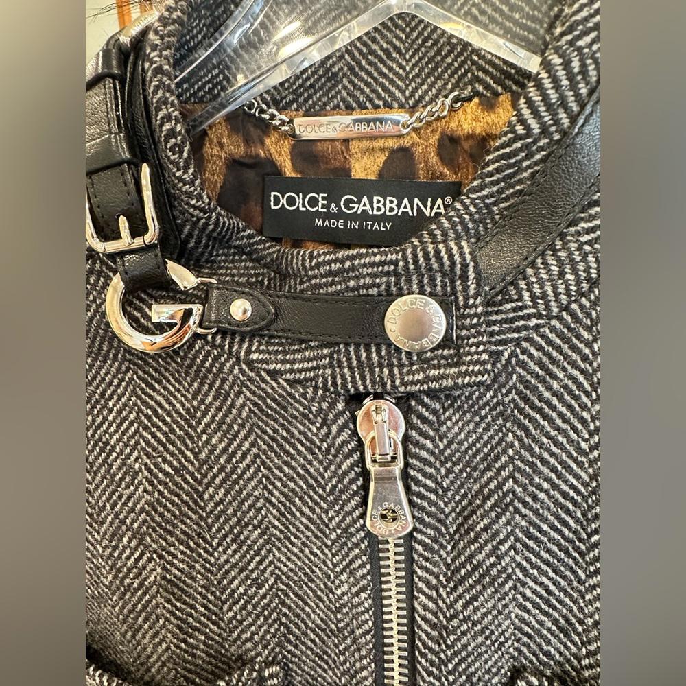 DOLCE & GABBANA wool jacket leather trim