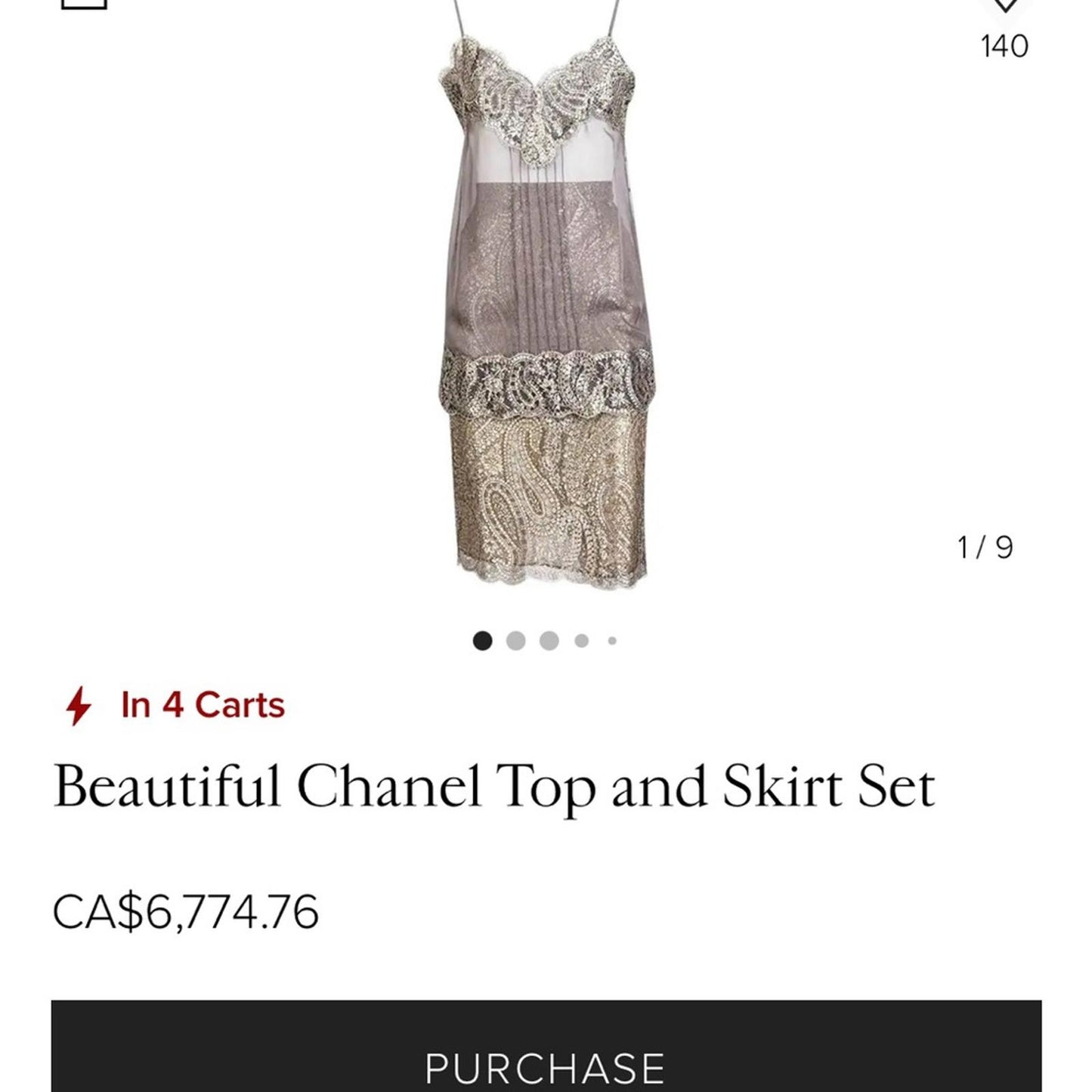 CHANEL Silver and Gray Lace two pieces Dress
