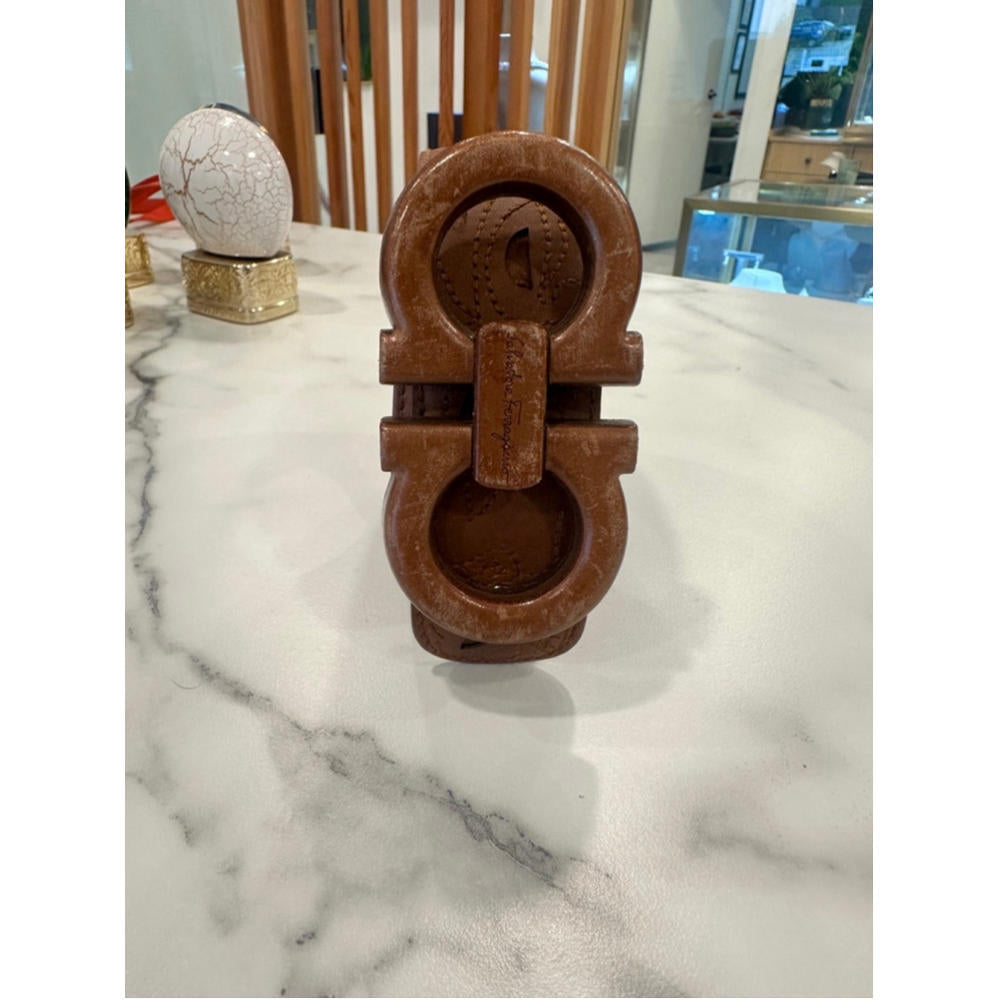 Salvatore Ferragamo Rare Belt Wood Leather Buckle