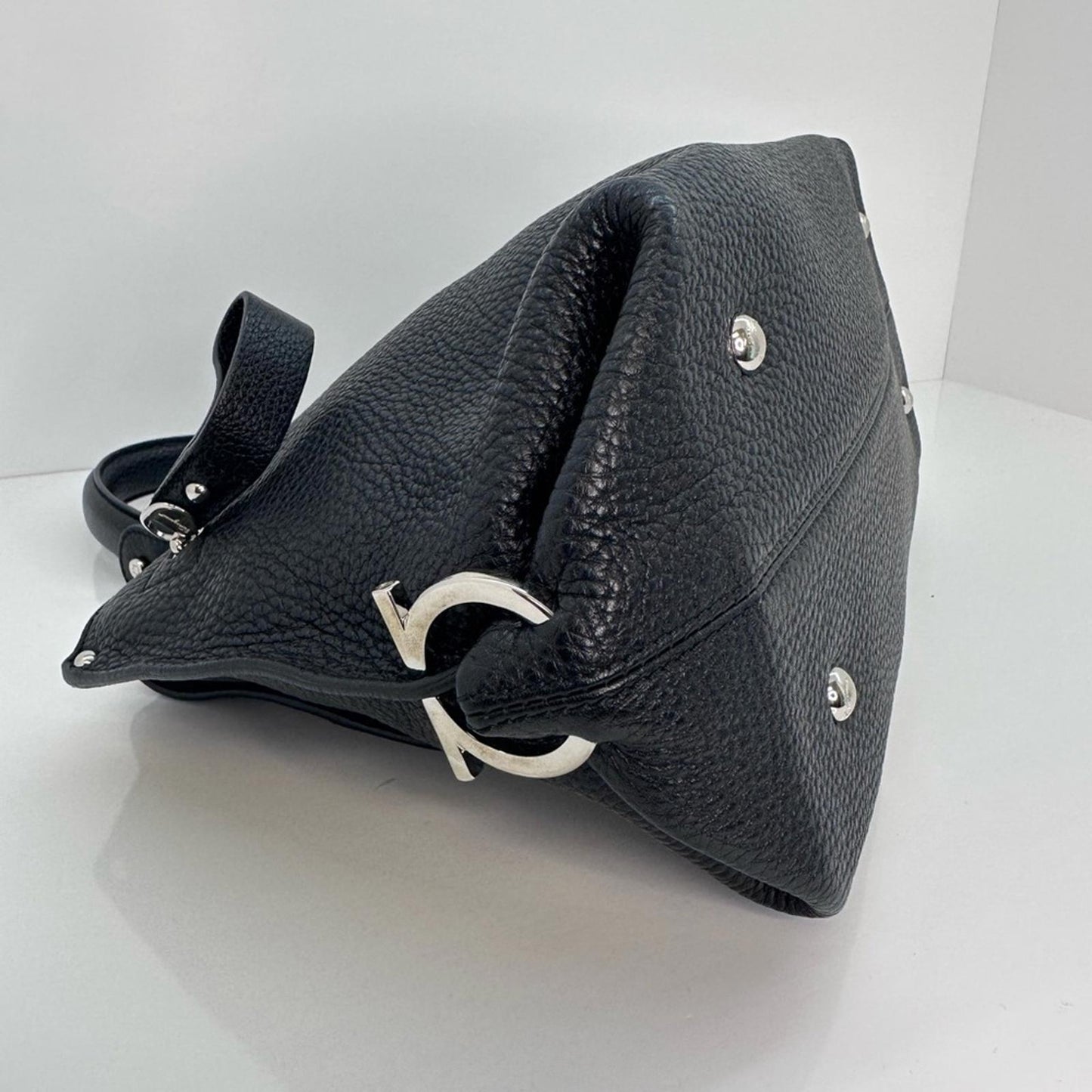 Salvatore Frragamo black Sofia satchel medium size