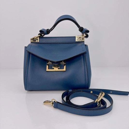Givenchy Bluen and Gold Mini Bag with Structured Design