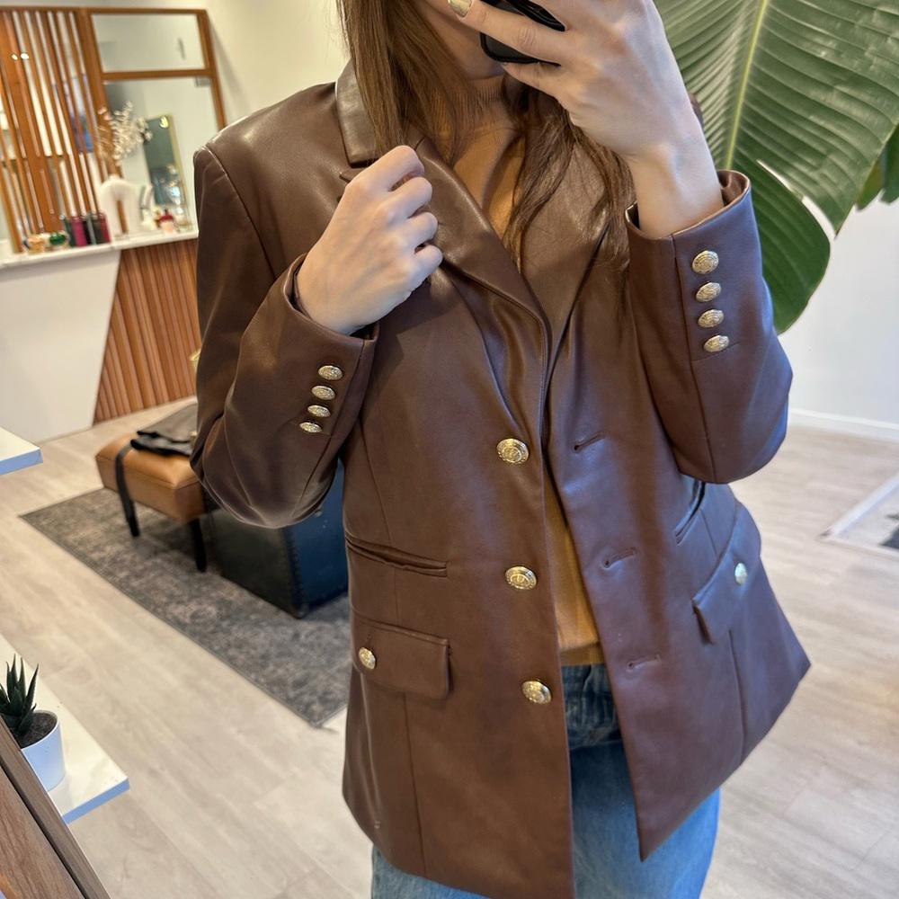 NWT 7 for all manKind Faux Leather Blazer Pt 20