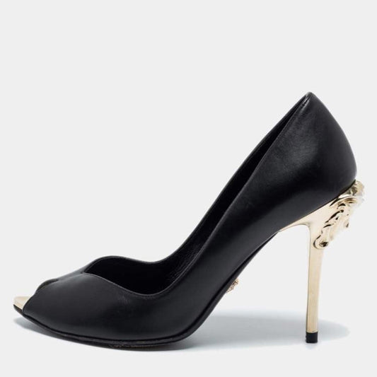 Versace Black and Gold medusa Heels