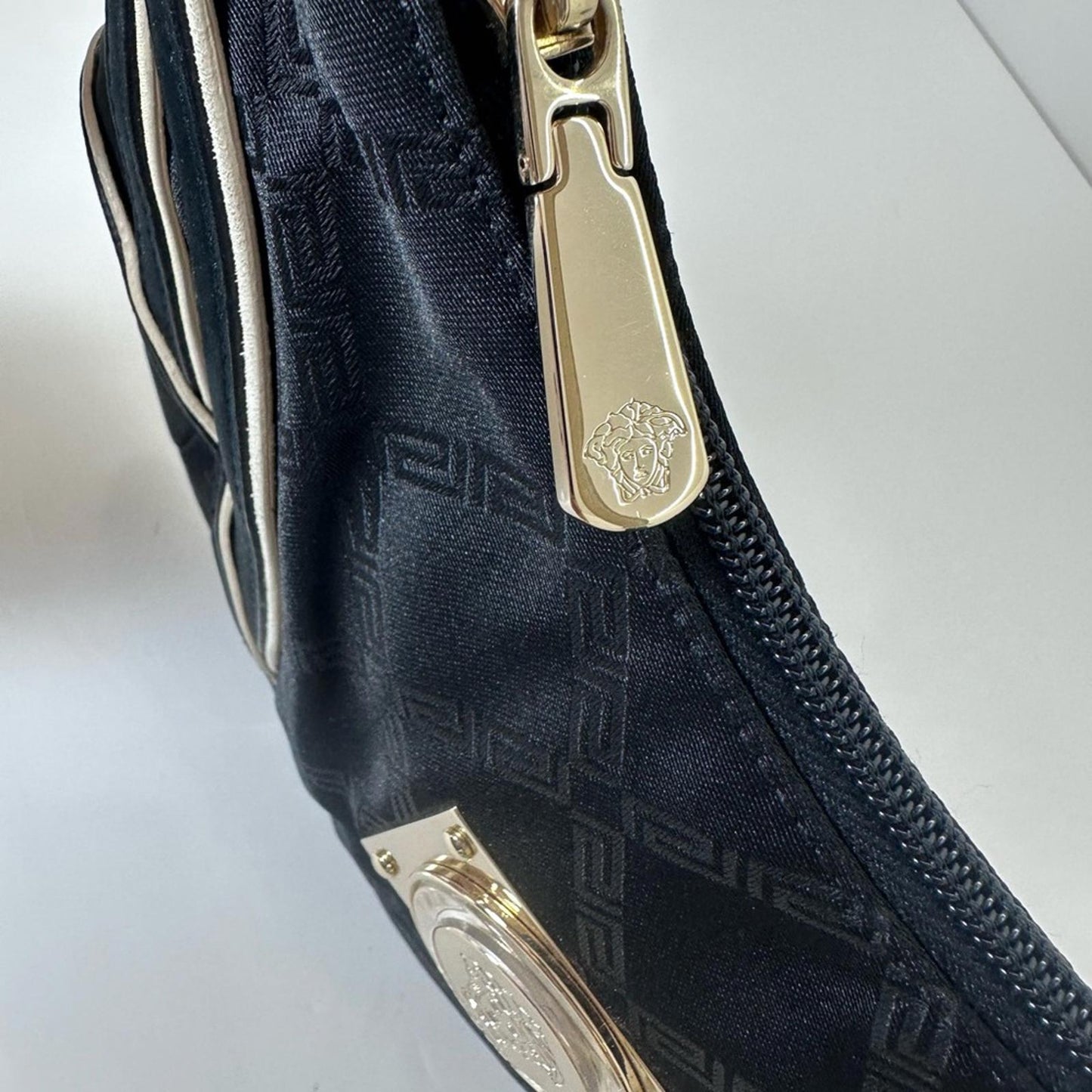Versace Medusa Plaque Shoulder Bag – Black & Cream Contrast
