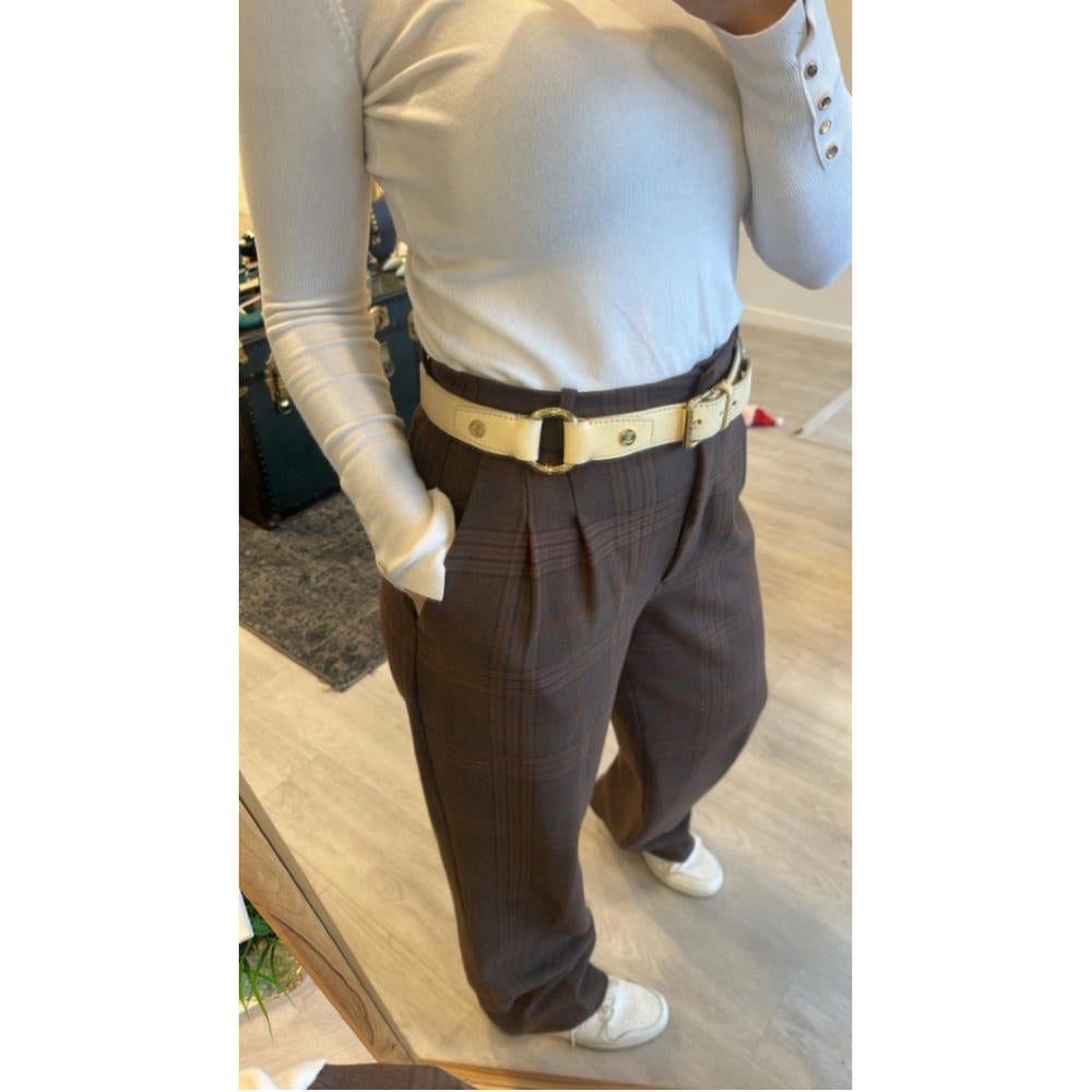 Celine Leather Belt Gold Buckle